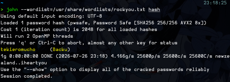John cracking the Password Safe master password