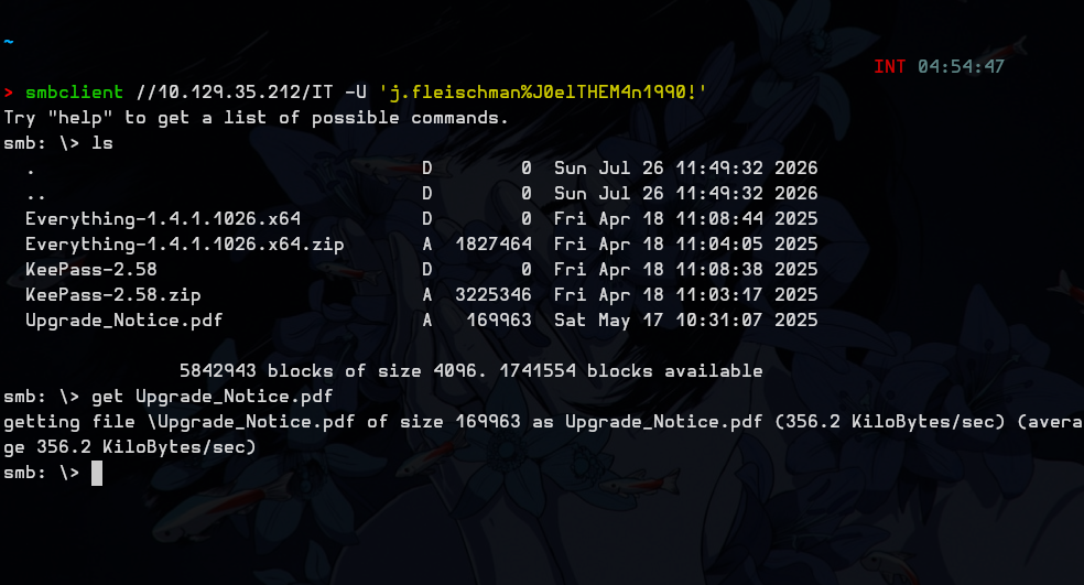 Listing and downloading files from the IT share