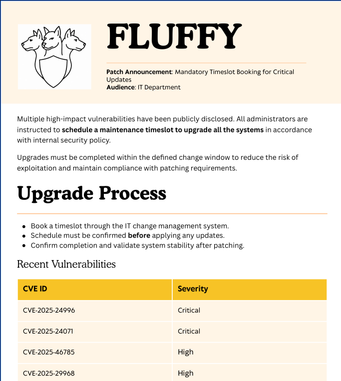 PDF listing recent CVEs