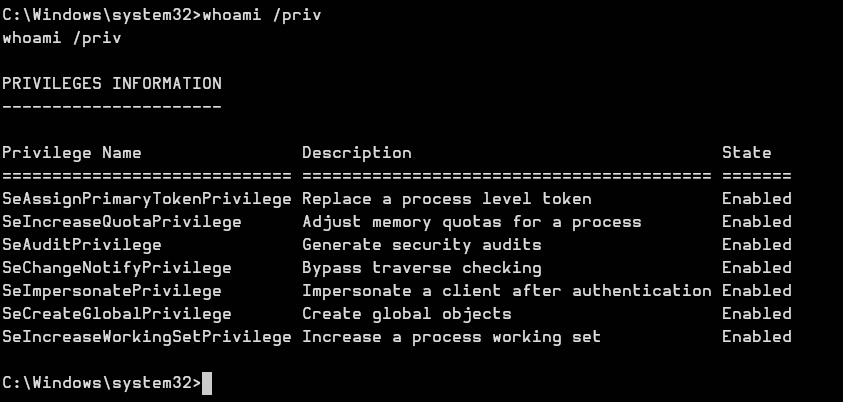 FullPowers returning a shell with the full privilege set