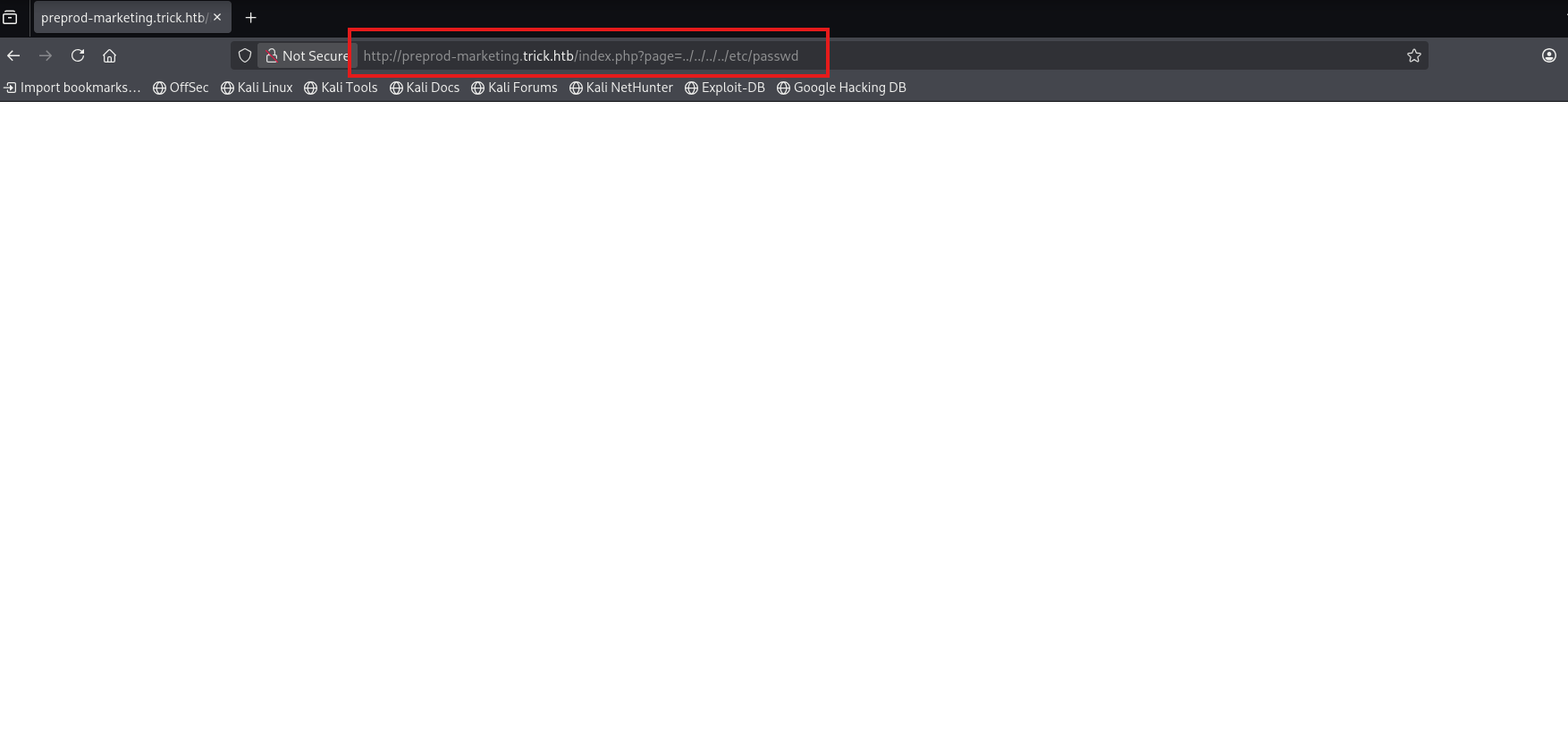 LFI attempt with ../ returning a blank page